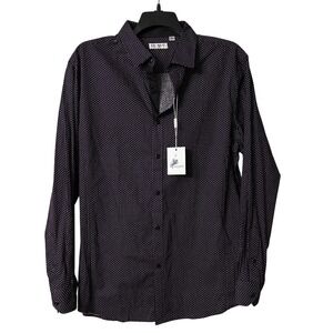 NWT Alex Vando Mens Long Sleeve Purple Button Front Cotton Shirt Size XL